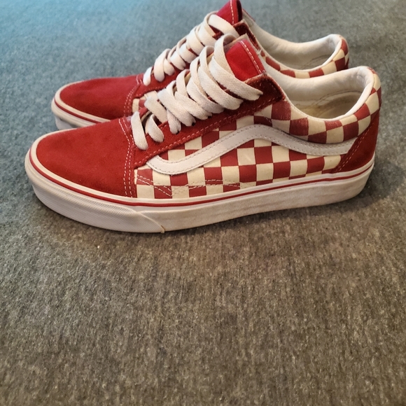 Vans primary check old skool shoe (red) - Picture 3 of 7